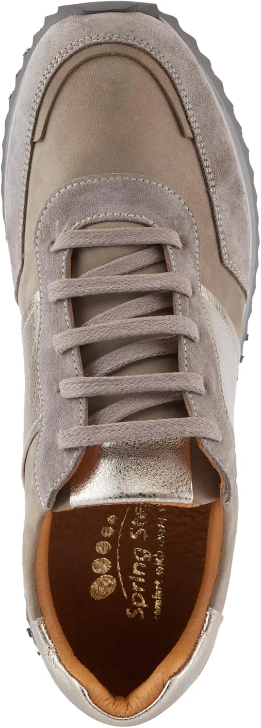 Spring Step Women's Compter Sneakers with Leather and Suede Mix, Cushioning, and Removable Insoles
