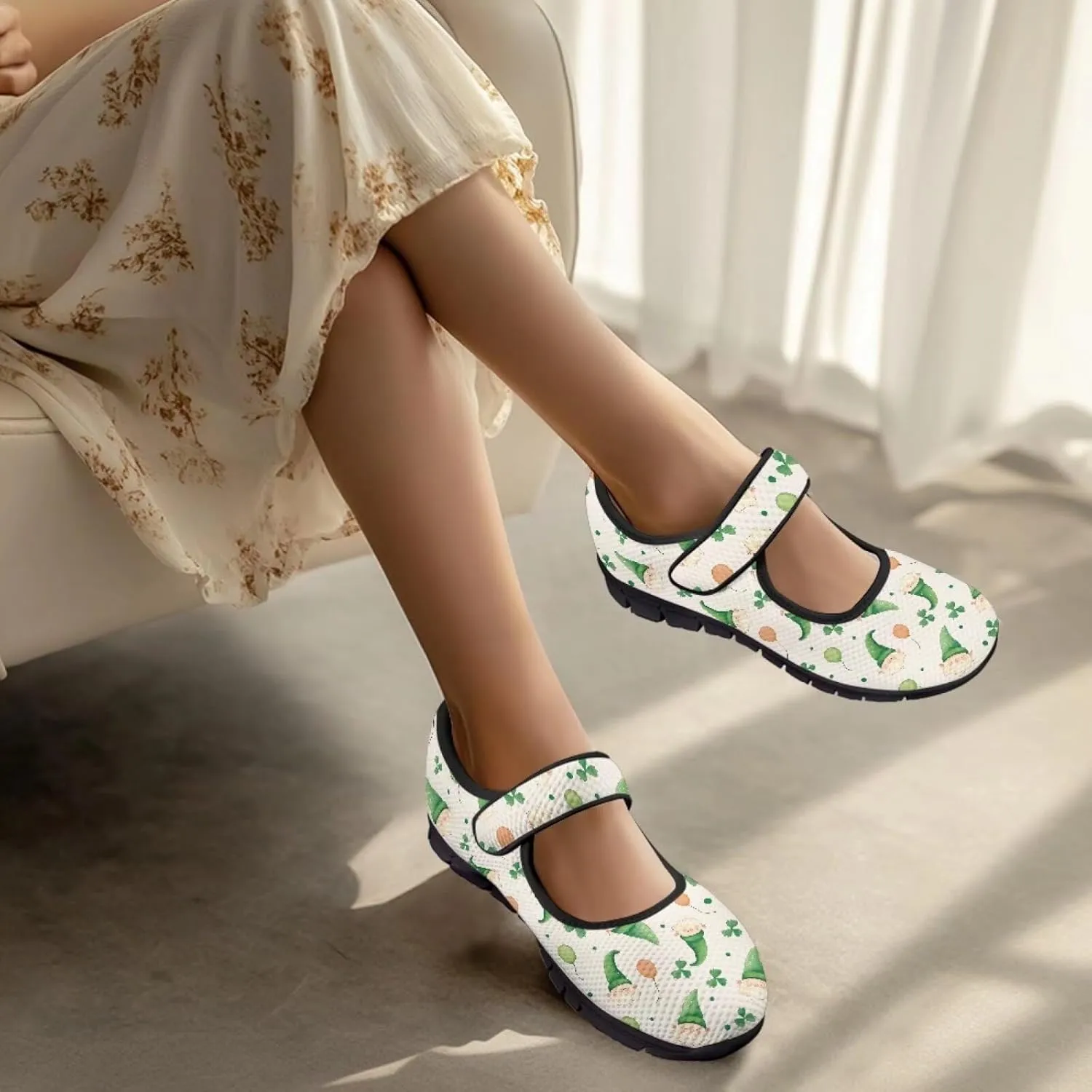 St Patricks Day Mary Jane Shoes for Womens Casual Breathable Casual Flats Non Slip Fashion Walking Sneakers