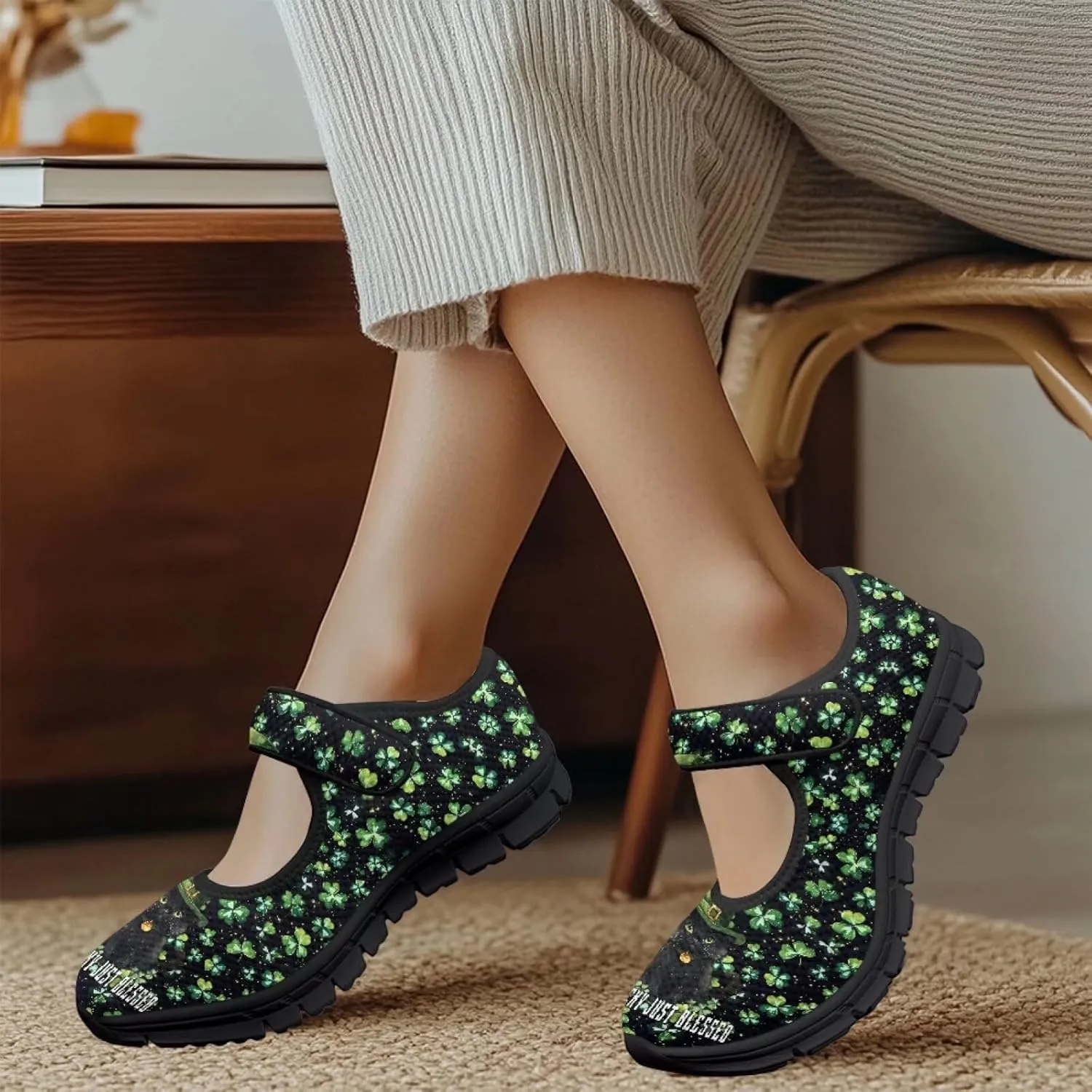 St Patricks Day Mary Jane Shoes for Womens Casual Breathable Casual Flats Non Slip Fashion Walking Sneakers