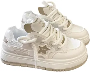 Star Shoes Chunky Sneakers Cute Colorful Platform Laces Up Athletic Streetwear for Women for Sports and Hiking Comfort Slip-Resistant