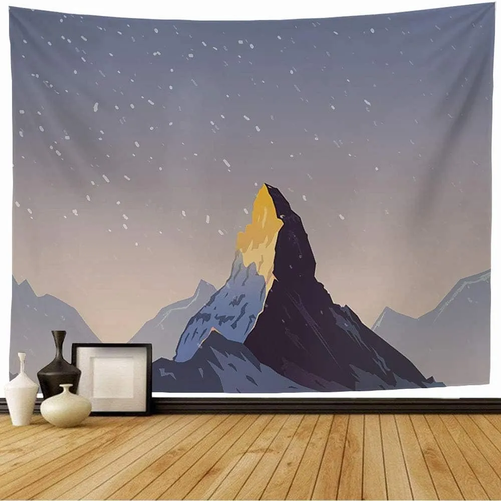 Starolal Tapestry Climbing Sky Trekking Hiking Flat Mountaineering Extreme Sports Recreation Adventure in Mountains Beach Tapestry Funny Tapestry for Living Room Bedroom 80x60 Inch