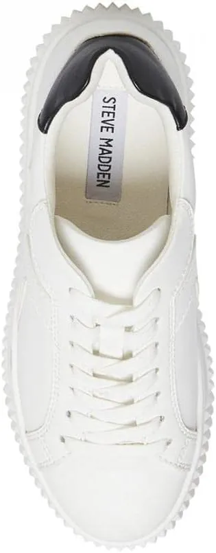 Steve Madden Dillyn White/Brown Rounded Closed Toe Lace Up Fashion Sneakers