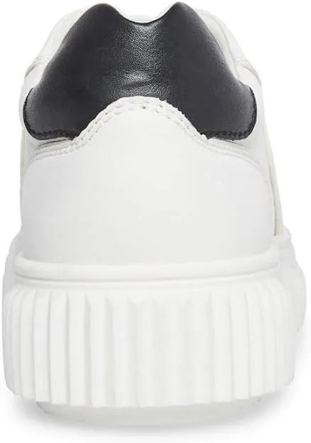 Steve Madden Dillyn White/Brown Rounded Closed Toe Lace Up Fashion Sneakers