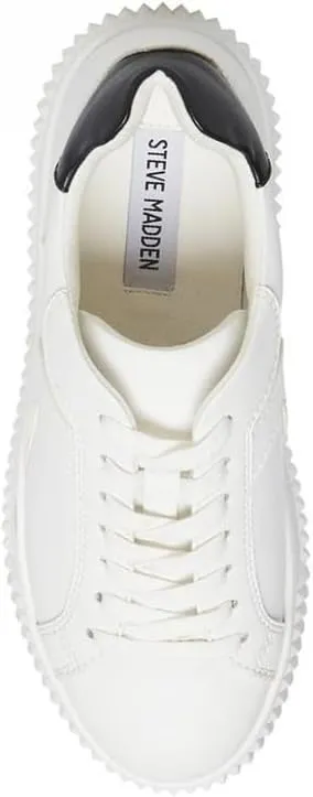 Steve Madden Dillyn White/Brown Rounded Closed Toe Lace Up Fashion Sneakers