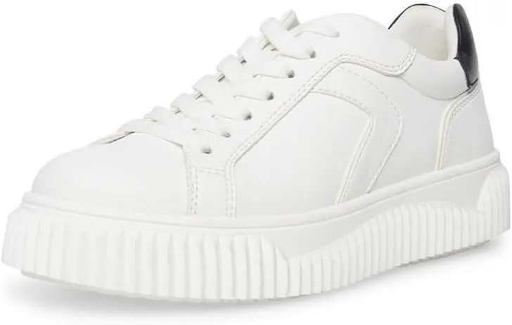Steve Madden Dillyn White/Brown Rounded Closed Toe Lace Up Fashion Sneakers