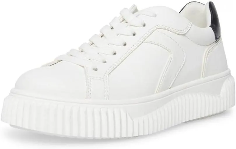 Steve Madden Dillyn White/Brown Rounded Closed Toe Lace Up Fashion Sneakers