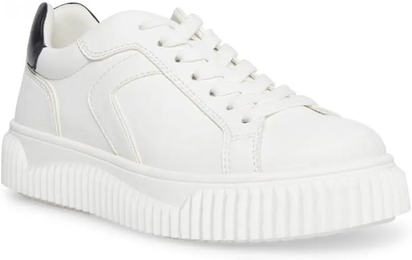 Steve Madden Dillyn White/Brown Rounded Closed Toe Lace Up Fashion Sneakers