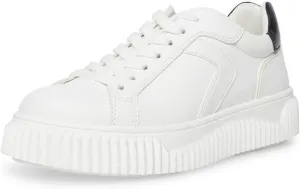 Steve Madden Dillyn White/Brown Rounded Closed Toe Lace Up Fashion Sneakers