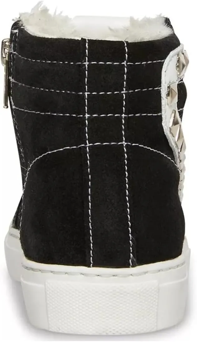 Steve Madden Tracey-F Black Suede Fashion High Top Lace Up Embellished Sneakers