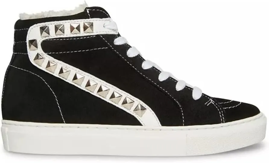 Steve Madden Tracey-F Black Suede Fashion High Top Lace Up Embellished Sneakers