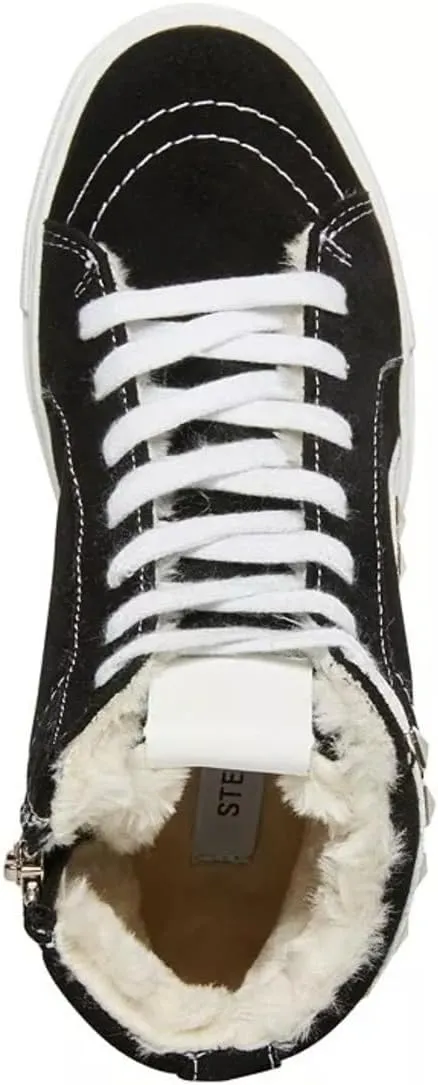 Steve Madden Tracey-F Black Suede Fashion High Top Lace Up Embellished Sneakers