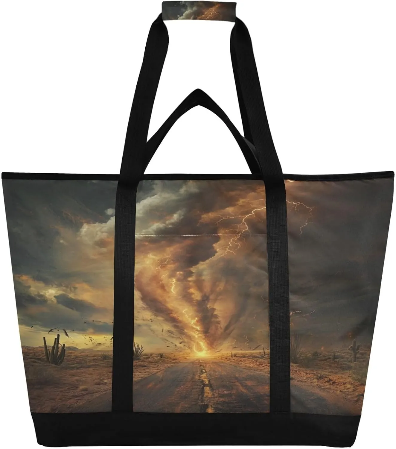 Storm Highway Reusable Insulated Lunchbox Cooler Bag, Leakproof Kitchen Grocery Bag Collapsible Portable Cooler Tote Bag for Picnic, Camping, Office, Travel