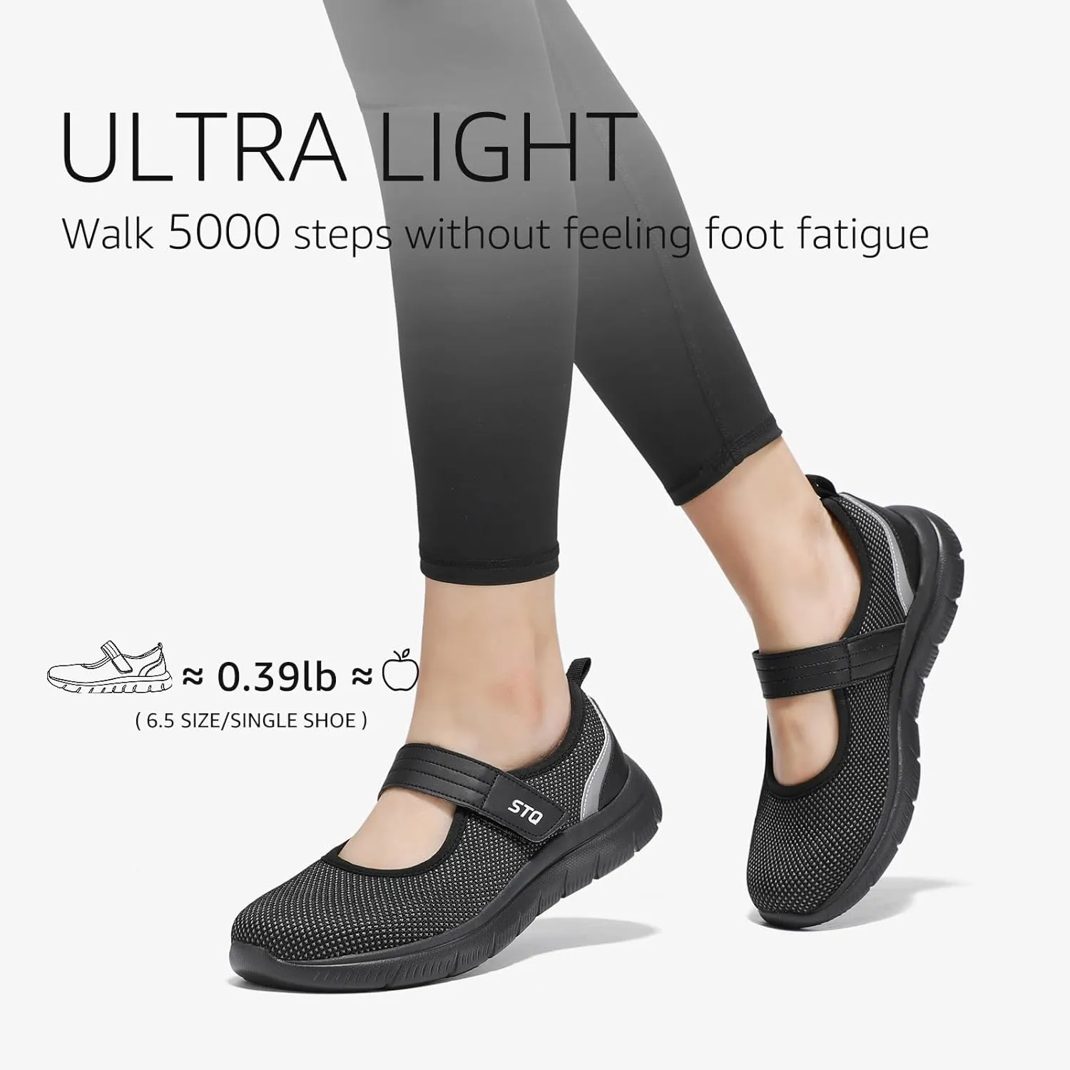 STQ Womens Walking Shoes Orthopedic Shoes Adjustable Non Slip Mary Jane Shoes
