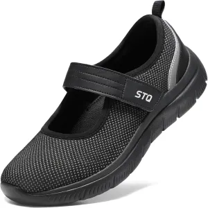 STQ Womens Walking Shoes Orthopedic Shoes Adjustable Non Slip Mary Jane Shoes