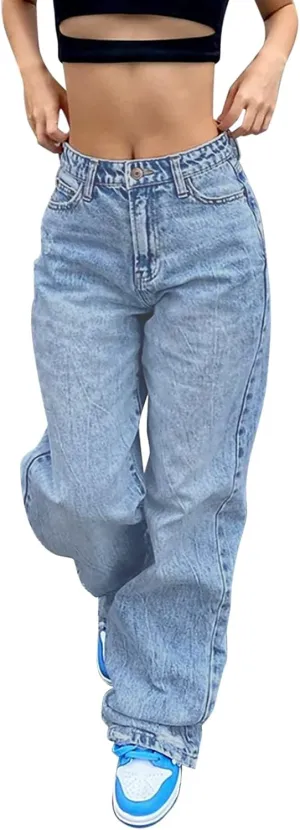 Straight Leg Jeans for Women Straight Leg High Waisted Streetwear 2024 Clothes Butt Lifting Jeans for Women