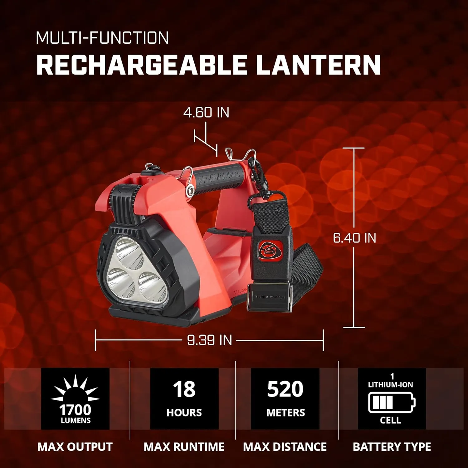 Streamlight 44360 Vulcan Clutch 1700-Lumen Rechargeable Multi-Function Lantern, Light Only, Orange