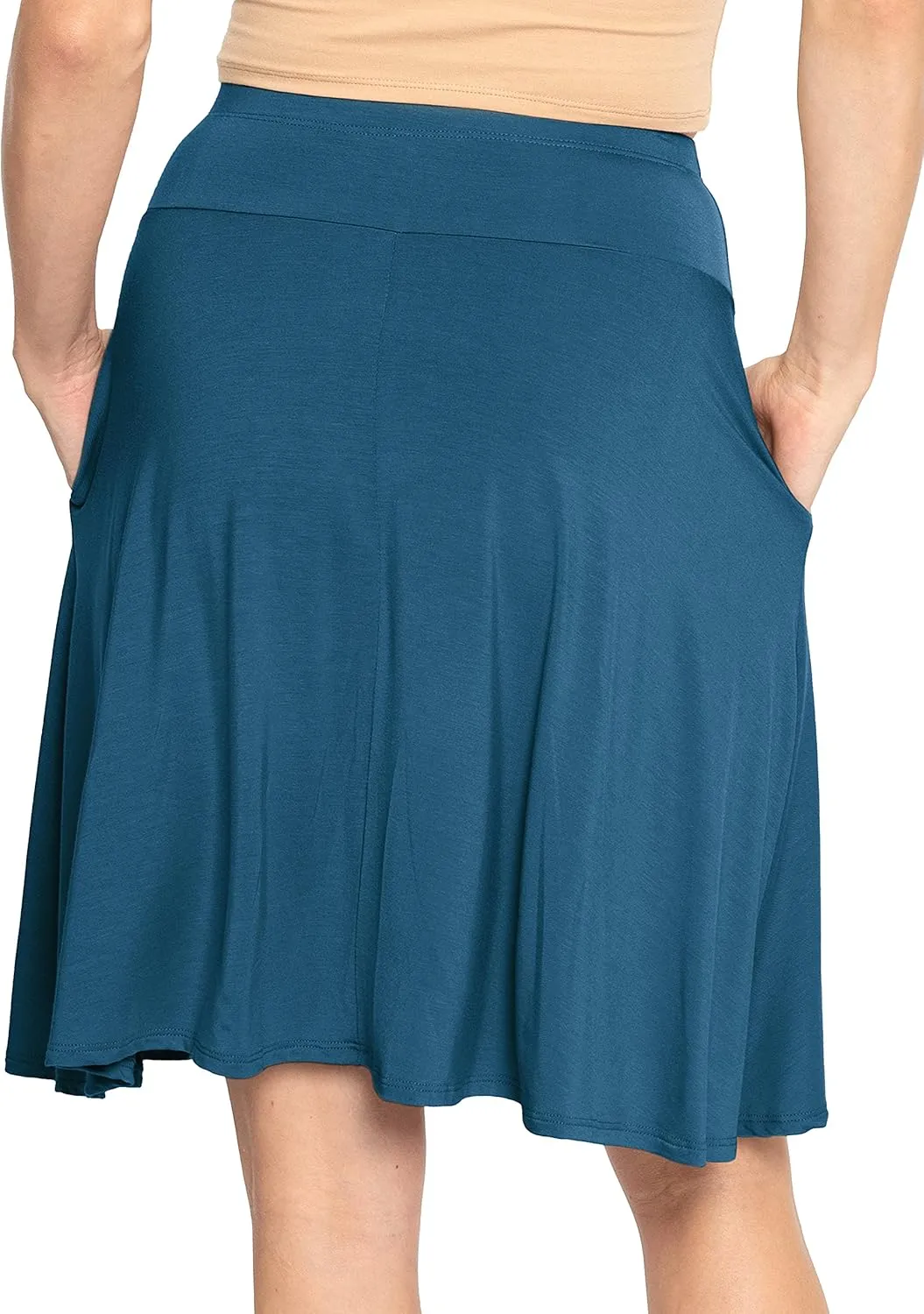 STRETCH IS COMFORT Women's and Plus Knee Length and MIDI A-Line Skirt w/Pockets