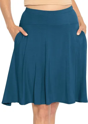 STRETCH IS COMFORT Women's and Plus Knee Length and MIDI A-Line Skirt w/Pockets
