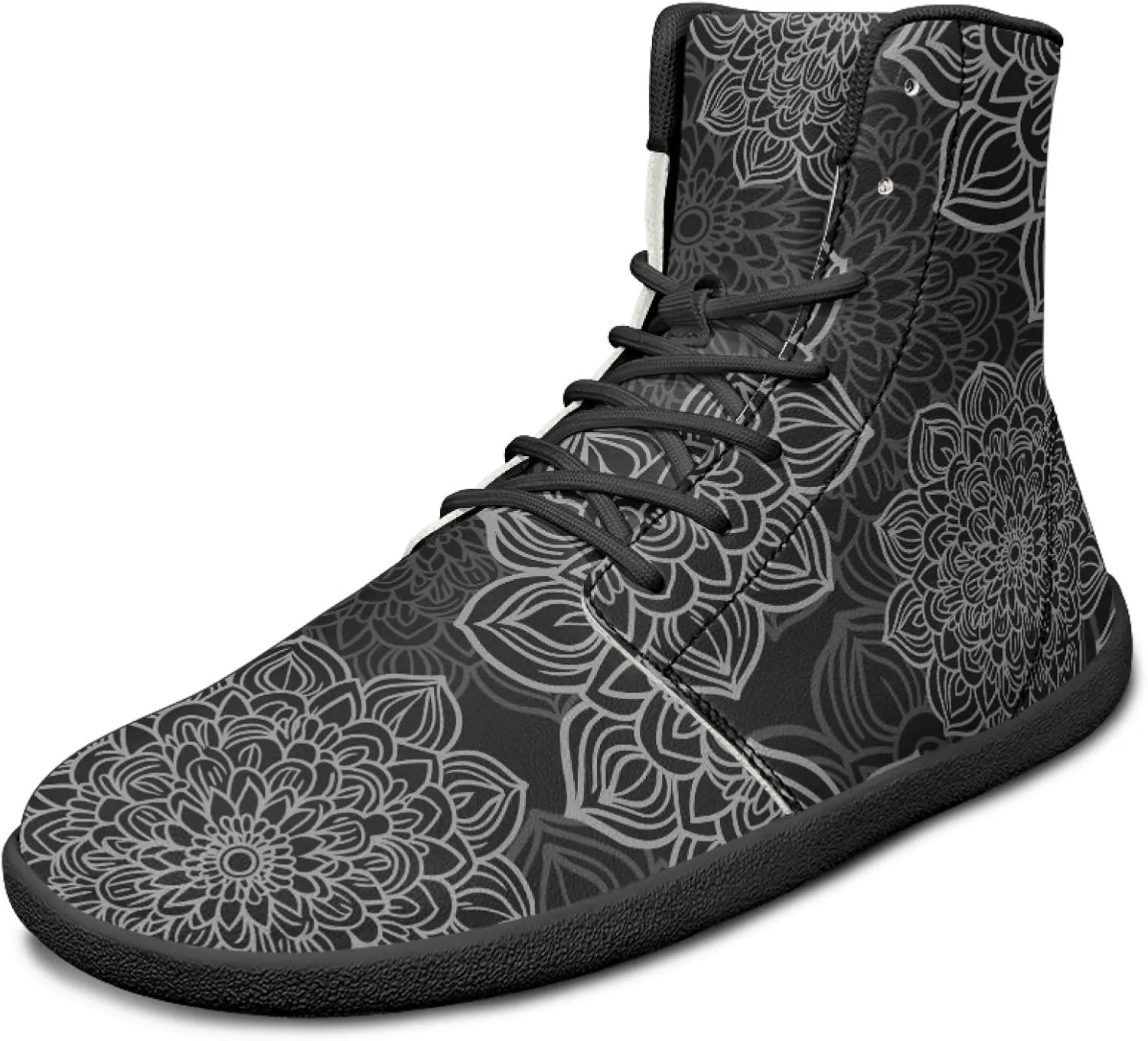 Stylish Print PU Leather High Top Barefoot Sneakers Shoes for Men Women