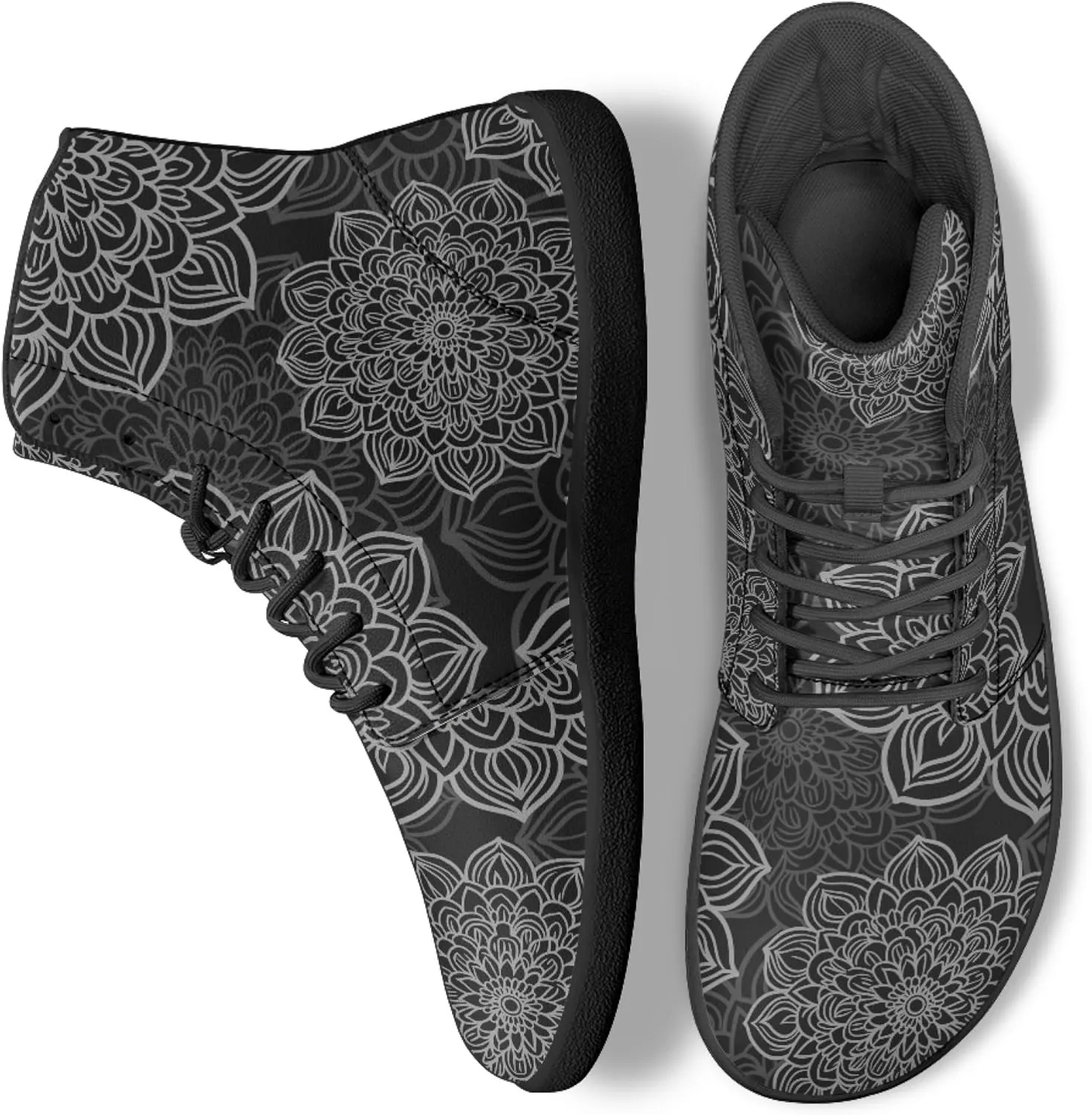 Stylish Print PU Leather High Top Barefoot Sneakers Shoes for Men Women