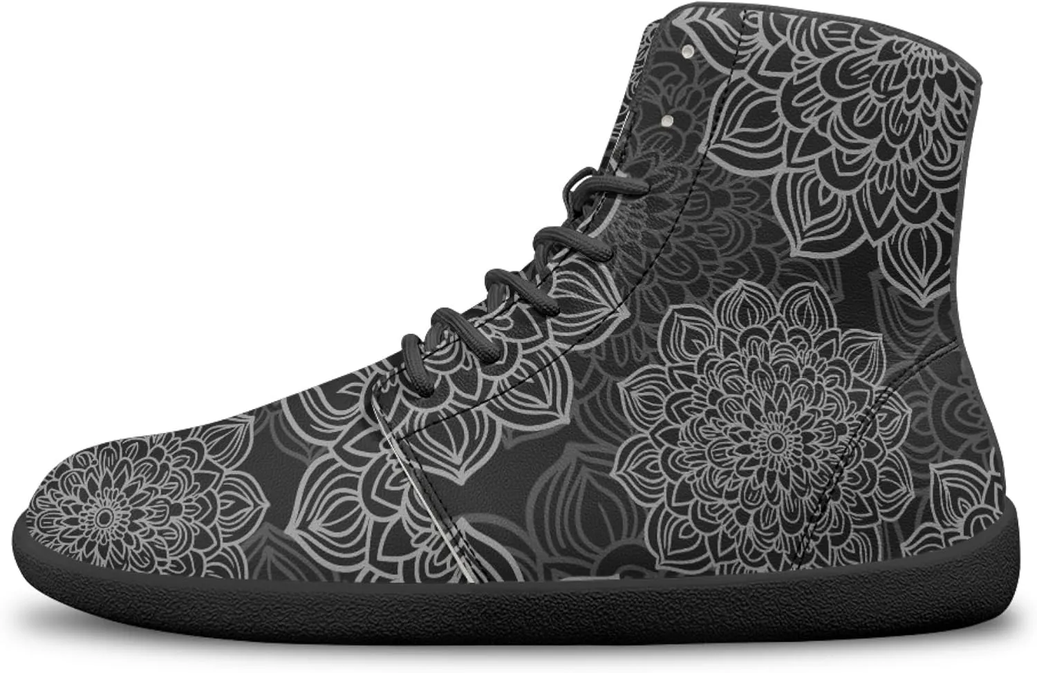 Stylish Print PU Leather High Top Barefoot Sneakers Shoes for Men Women