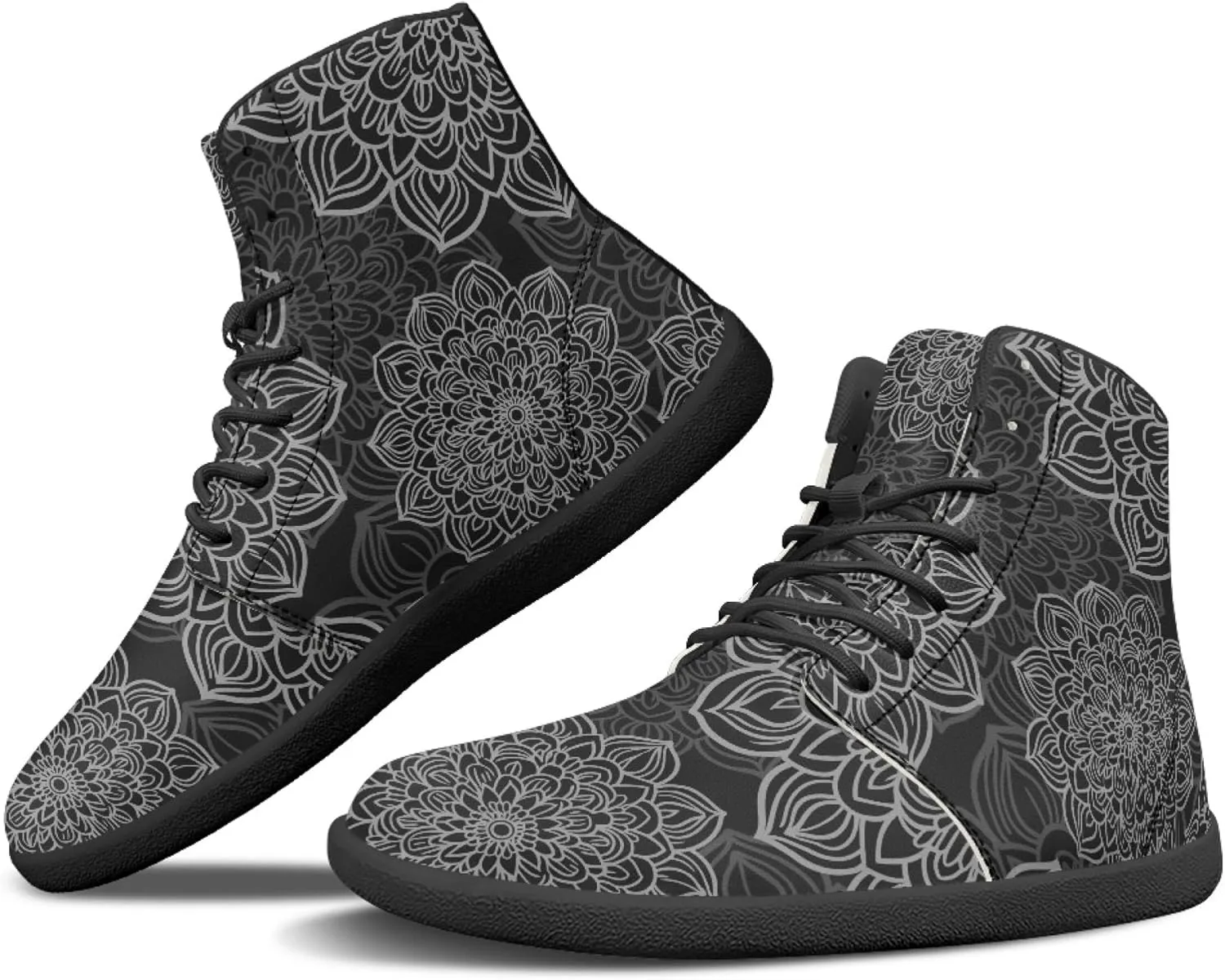 Stylish Print PU Leather High Top Barefoot Sneakers Shoes for Men Women