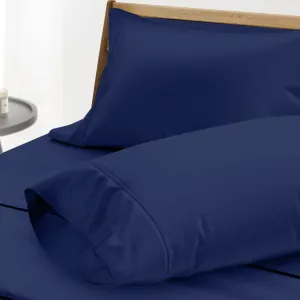 THREAD SPREAD 100% Pure Cotton Pillowcases Set of 2-1000 TC Egyptian Quality Cotton Pillow Cases, Navy Blue Standard/Queen Pillowcase Set, Extra Long-Staple, Soft Sateen Weave Bed Pillow Covers
