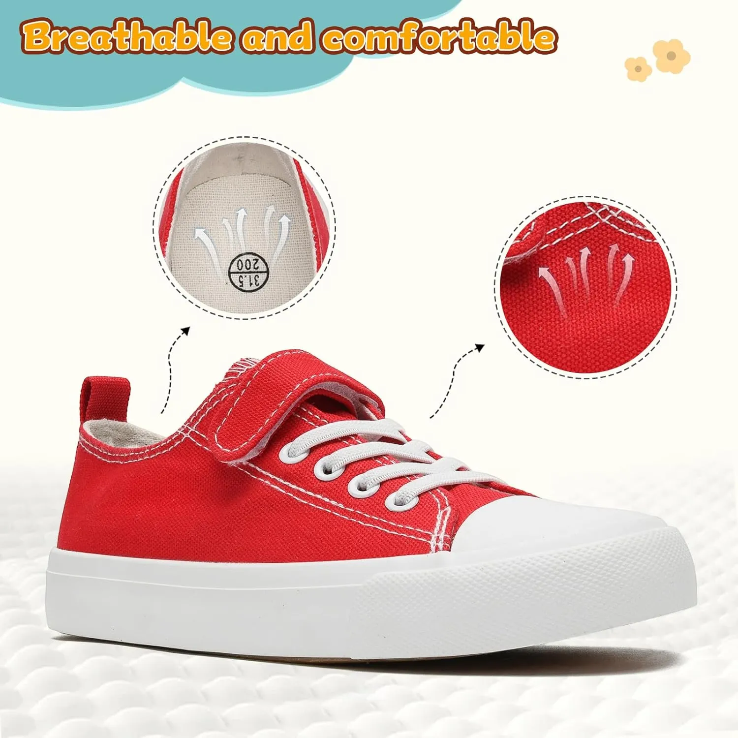 Toddler Shoes for Boys Girls, Kids Canvas Sneakers Classic Adjustable Strap Lace Up Comfortable Lightweight Running Walking Casual Shoes