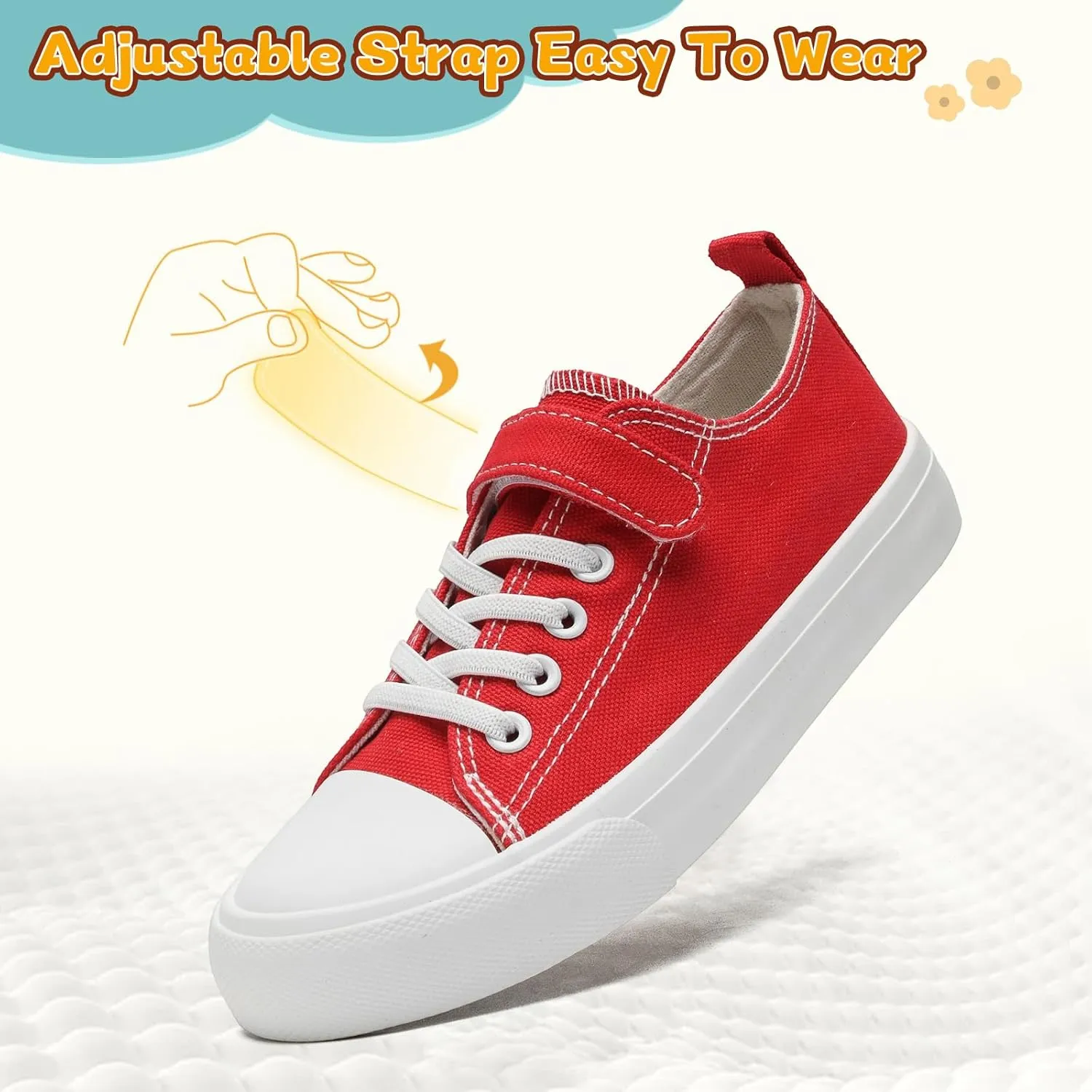 Toddler Shoes for Boys Girls, Kids Canvas Sneakers Classic Adjustable Strap Lace Up Comfortable Lightweight Running Walking Casual Shoes
