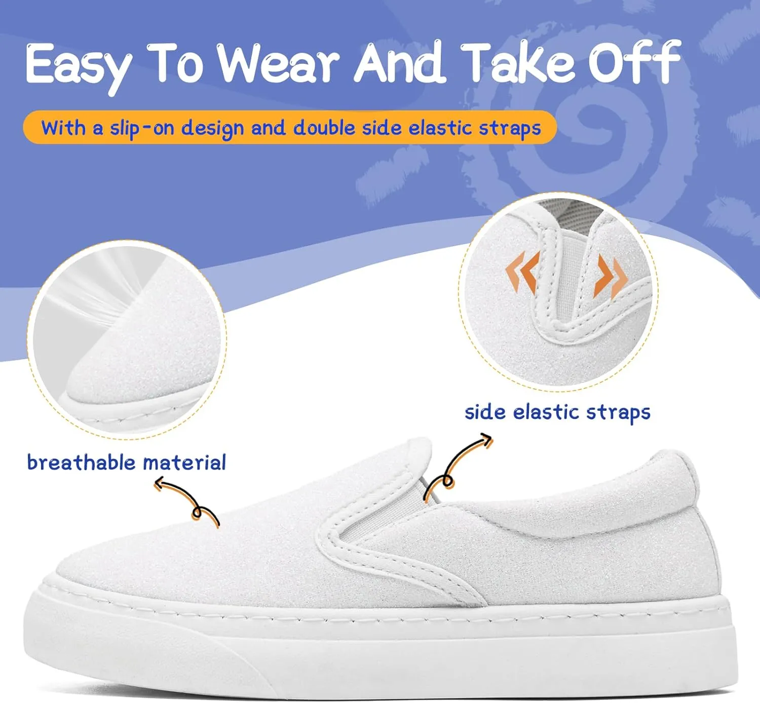 Toddler Sneakers for Girls Boys Low Top Slip On Kids Canvas Casual Shoes Comfortable Walking Sequins Glitter Shoes