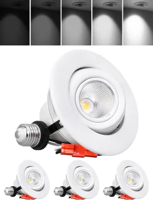 TORCHSTAR 4 Inch LED Gimbal Retrofit Recessed Light Dimmable, 9W Swivel Adjustable Eyeball Downlight, CRI90, Directional Eyeball Can Light, ETL Listed, 5000K Daylight, Pack of 4