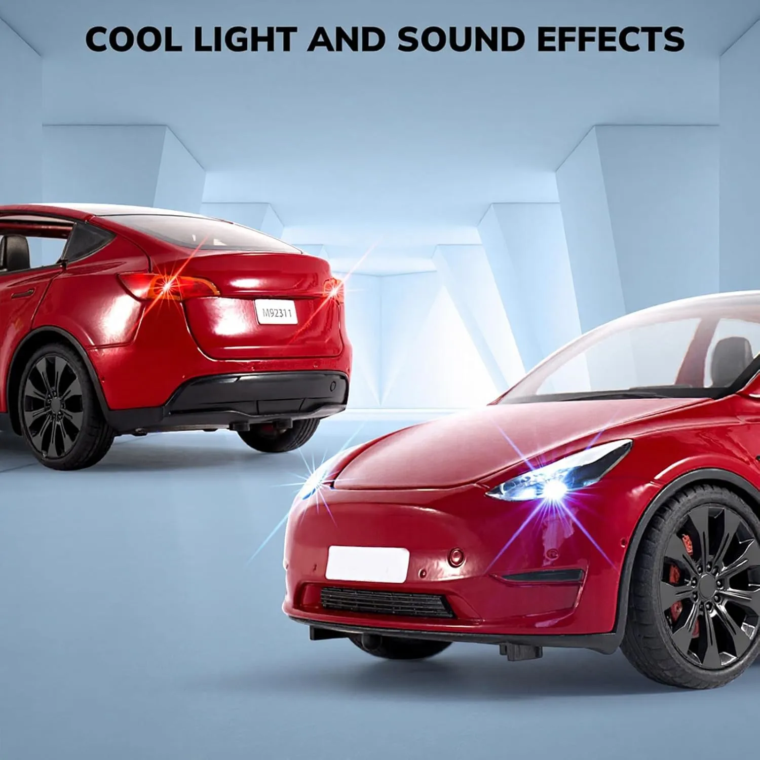 Toy Cars for Boys Diecast Car 1 24 Scale Y Toy Car,Collectible Die Cast Model Cars,Metal Pull Back Cars with Lights and Sounds,Toy Cars for Boys Age 4-7（Red）