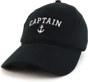 Trendy Apparel Shop Captain Anchor Embroidered Soft Crown 100% Brushed Cotton Cap