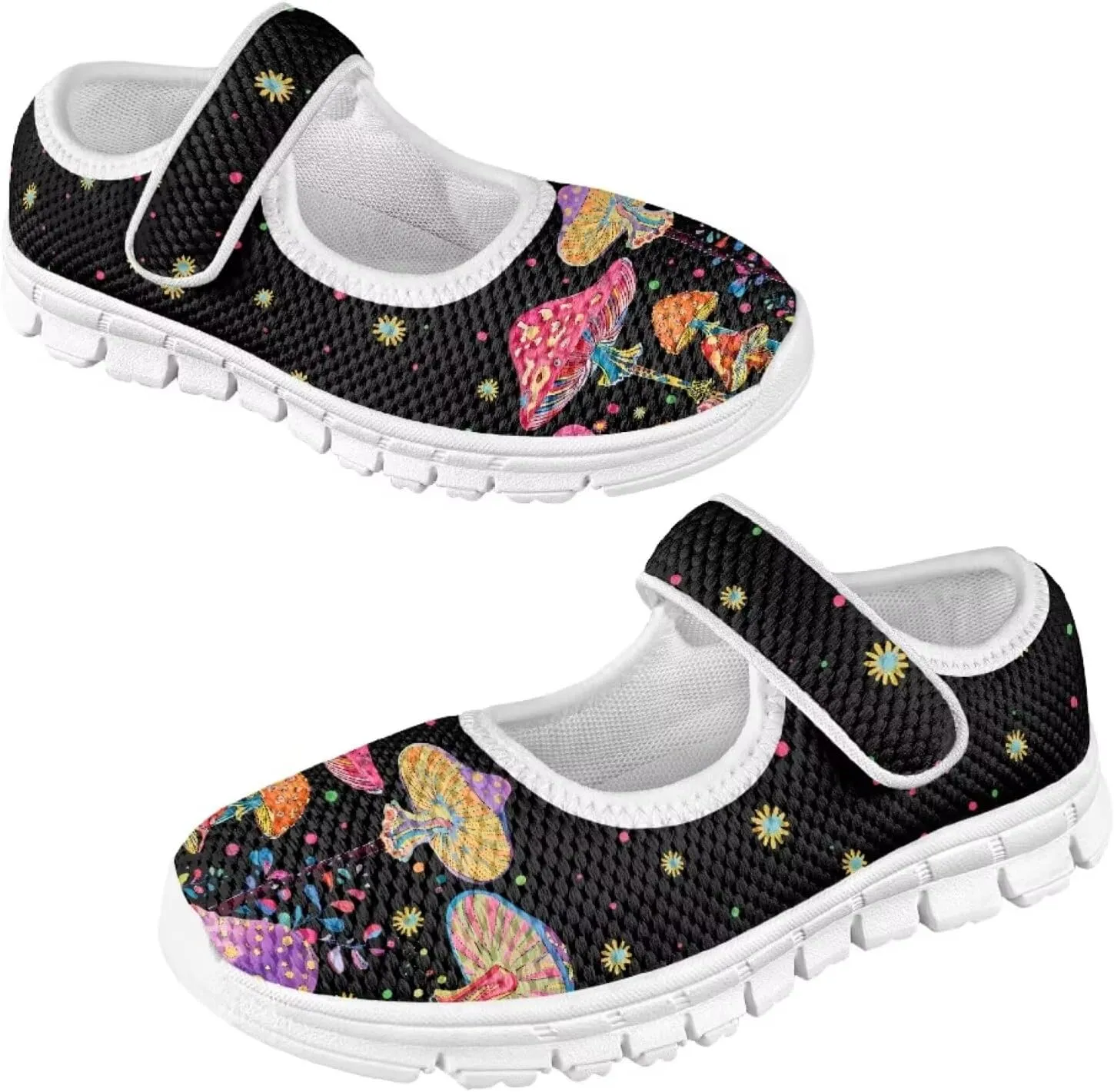 Trippy Mushroom Print Kids Mary Janes Shoes Non Slip Flower Girl Shoes School Sneakers Dress Shoes