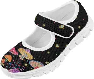 Trippy Mushroom Print Kids Mary Janes Shoes Non Slip Flower Girl Shoes School Sneakers Dress Shoes