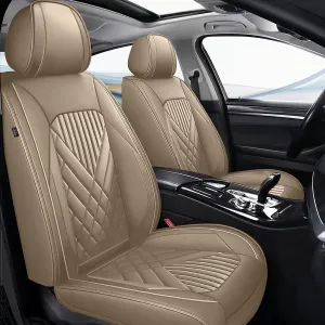 TTX LIGHTING Front Car Seat Covers Fit for Subaru Legacy 1995-2024 2025 Waterproof Faux Leather Automotive Seat Protectors Cushions with Airbag Compatible(2 Front Seat,Beige)