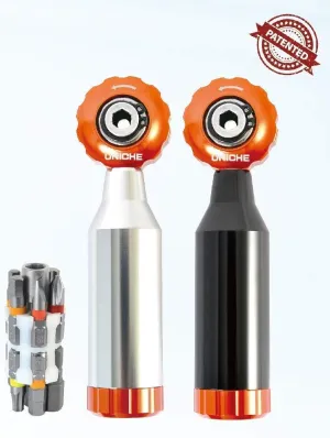 UNICHE Stepless Bicycle Ratchet Mini Tool with Reversible Function. Multitool Repair Kit Road & Mountain Bikes. Handy Wrench Tool For Bicycles   Home. Include 7 Hex bits, extension bar, Flat4 and PH1