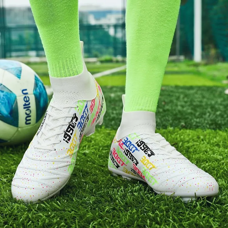 Unisex-Cleats Soccer Shoes for Big Boy Fg/Ag High-top Spikes Football Shoes for Younth Professional Training Turf Indoor Ankle Boots Athletic Sneake