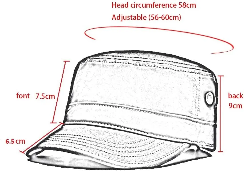 Unisex Cotton Flat Top Military Cadet Army Cap Trucker Hat for Men and Women