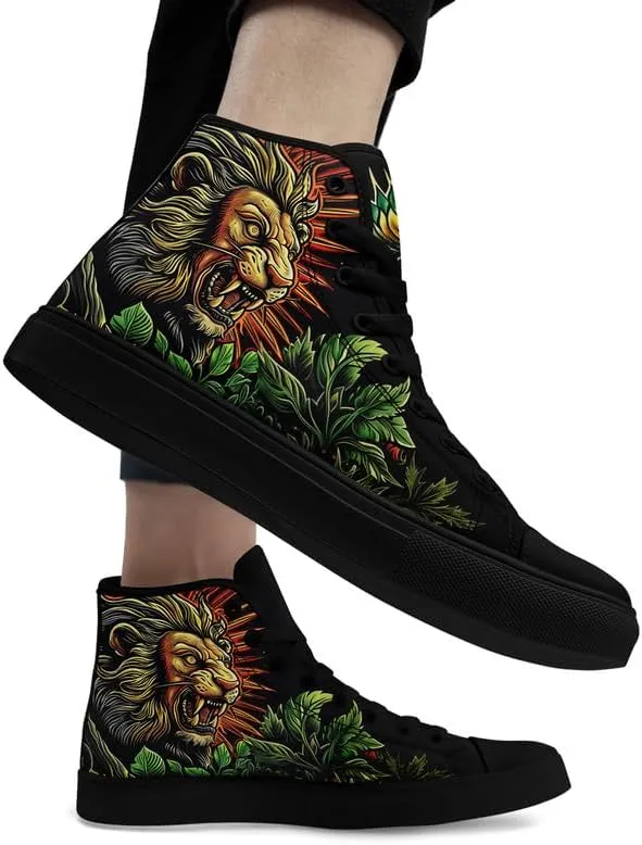 Unisex Fashion Skull High Top Sneakers Classic Lace-Up Canvas Shoes,Casual Cool Hip Hop Tennis Walking Shoes for Men Women