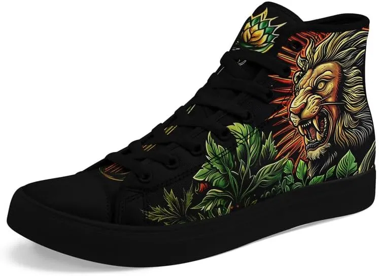 Unisex Fashion Skull High Top Sneakers Classic Lace-Up Canvas Shoes,Casual Cool Hip Hop Tennis Walking Shoes for Men Women