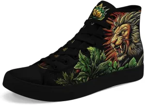 Unisex Fashion Skull High Top Sneakers Classic Lace-Up Canvas Shoes,Casual Cool Hip Hop Tennis Walking Shoes for Men Women