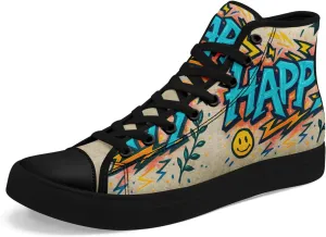 Unisex Graffiti High-Top Canvas Sneakers Stylish Streetwear Colorful Canvas Shoes for Women Comfortable Casual Walking Shoes