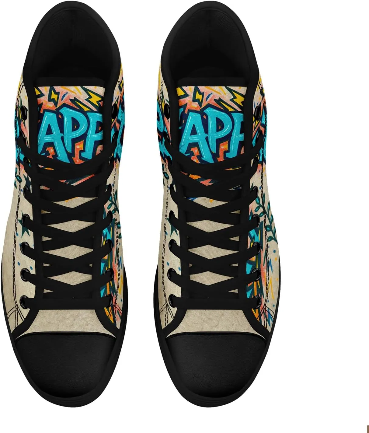 Unisex Graffiti High-Top Canvas Sneakers Stylish Streetwear Colorful Canvas Shoes for Women Comfortable Casual Walking Shoes