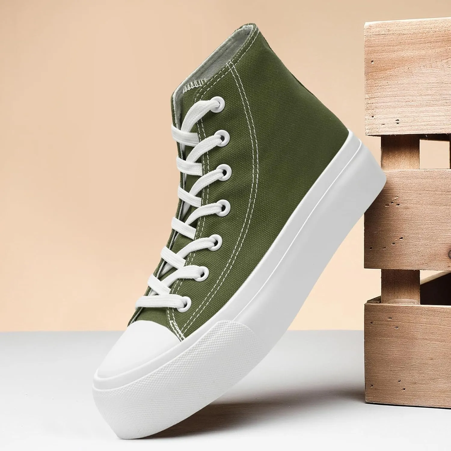 Unisex High Top Platform Sneakers Womens Mens Canvas Classic Shoes Casual Tennis Comfortable Fashion Sneakers Lace-Up