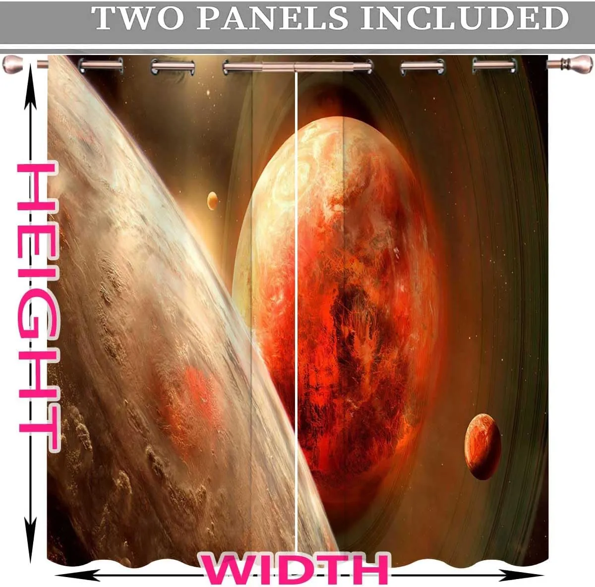 Universe Sound Proof Room Divider,Planet Slide Door Curtain Cortinas para Separar Cuartos 63in Width by 80in Height
