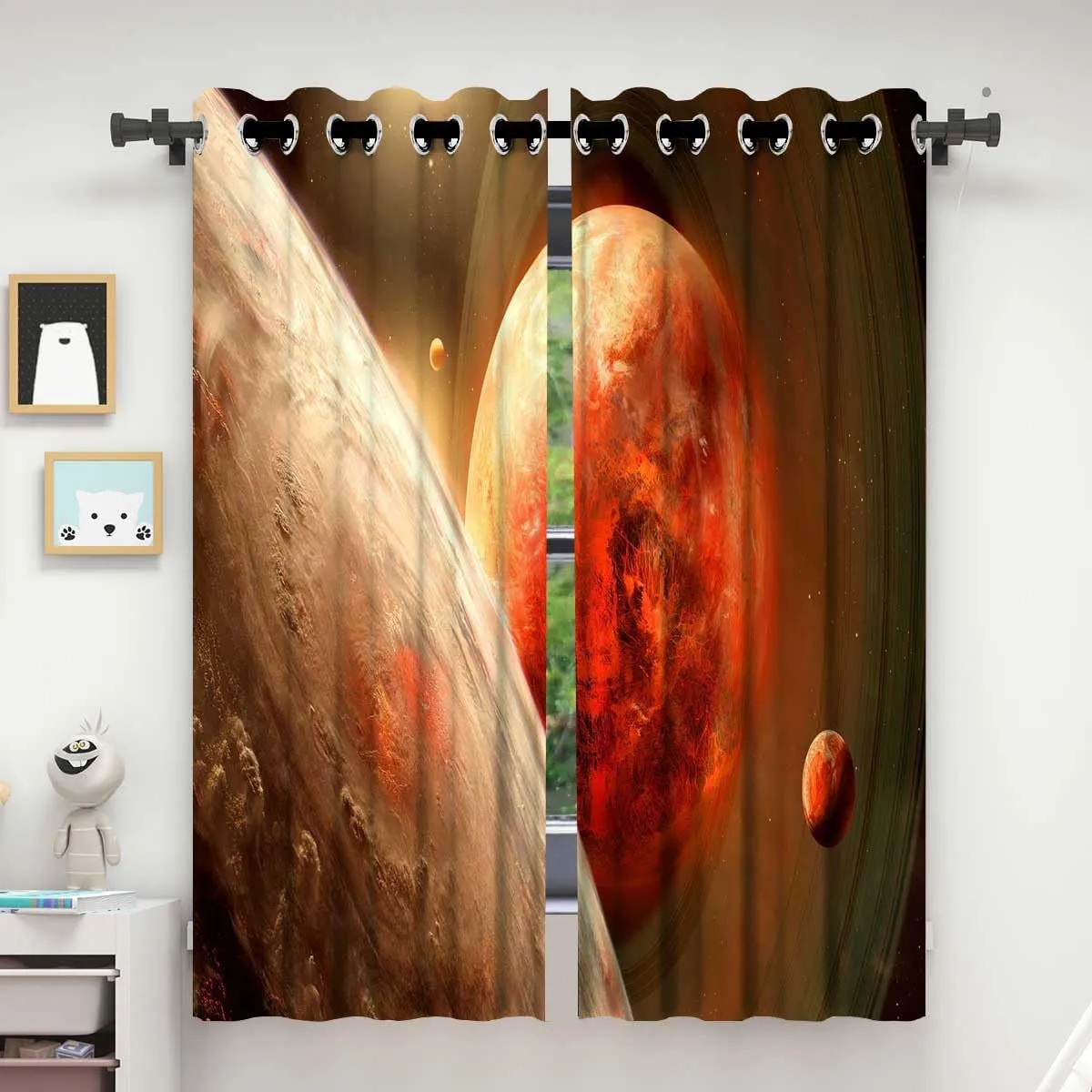 Universe Sound Proof Room Divider,Planet Slide Door Curtain Cortinas para Separar Cuartos 63in Width by 80in Height