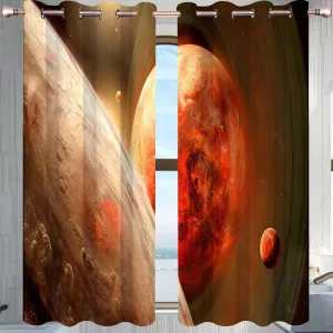 Universe Sound Proof Room Divider,Planet Slide Door Curtain Cortinas para Separar Cuartos 63in Width by 80in Height