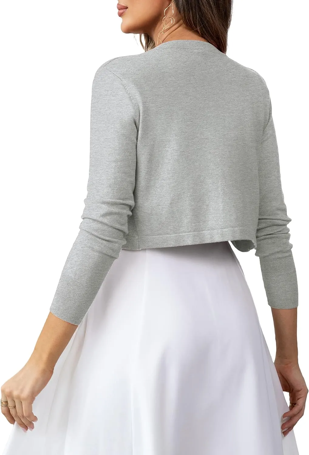 U.Vomade Women's Cropped Cardigan Bolero Shrug Open Front Sweater Long Sleeve S-1X