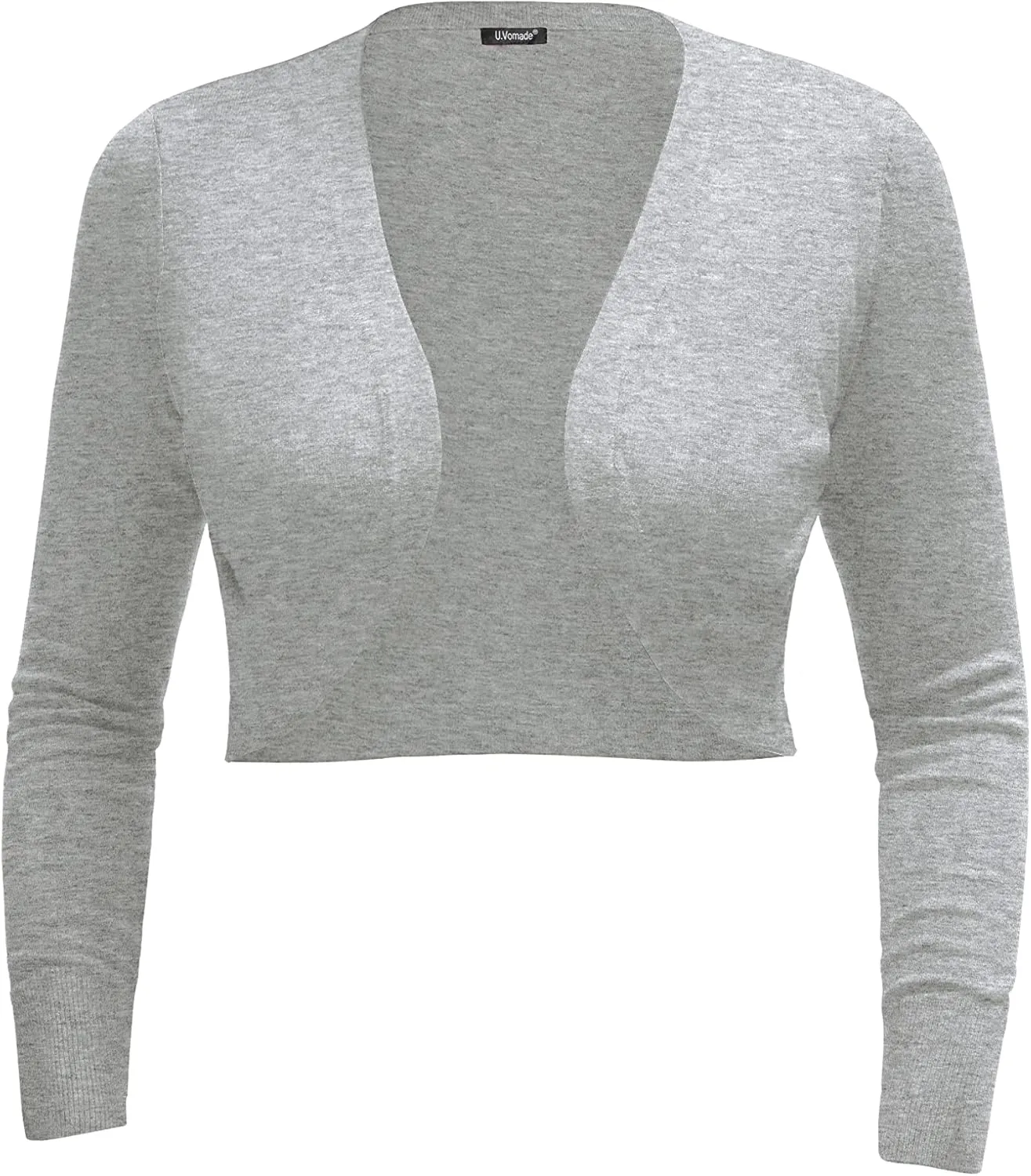 U.Vomade Women's Cropped Cardigan Bolero Shrug Open Front Sweater Long Sleeve S-1X